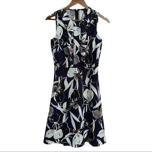 Ann Taylor Blue Floral Sleeveless Dress